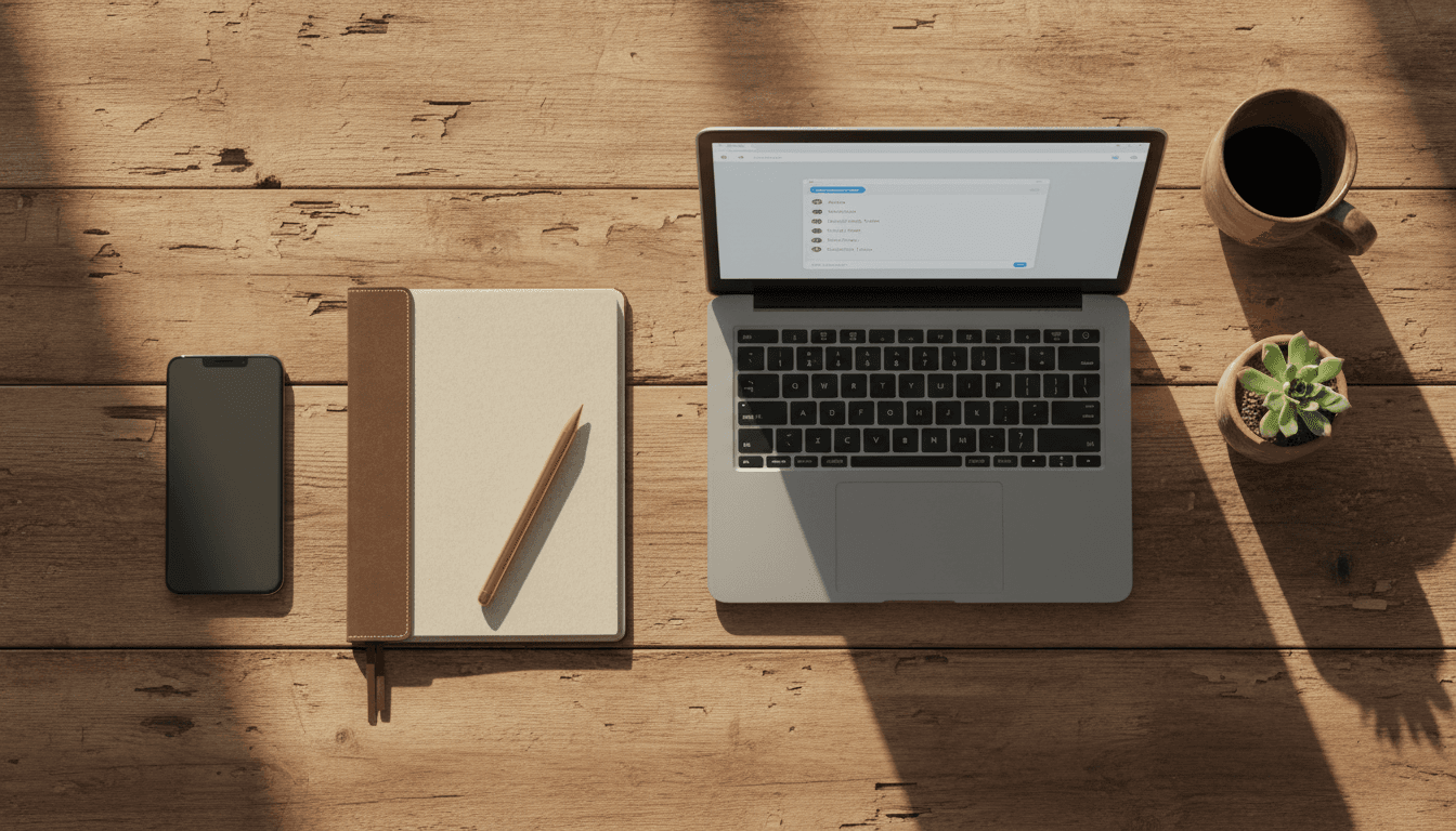 Client communication log on smartphone and laptop