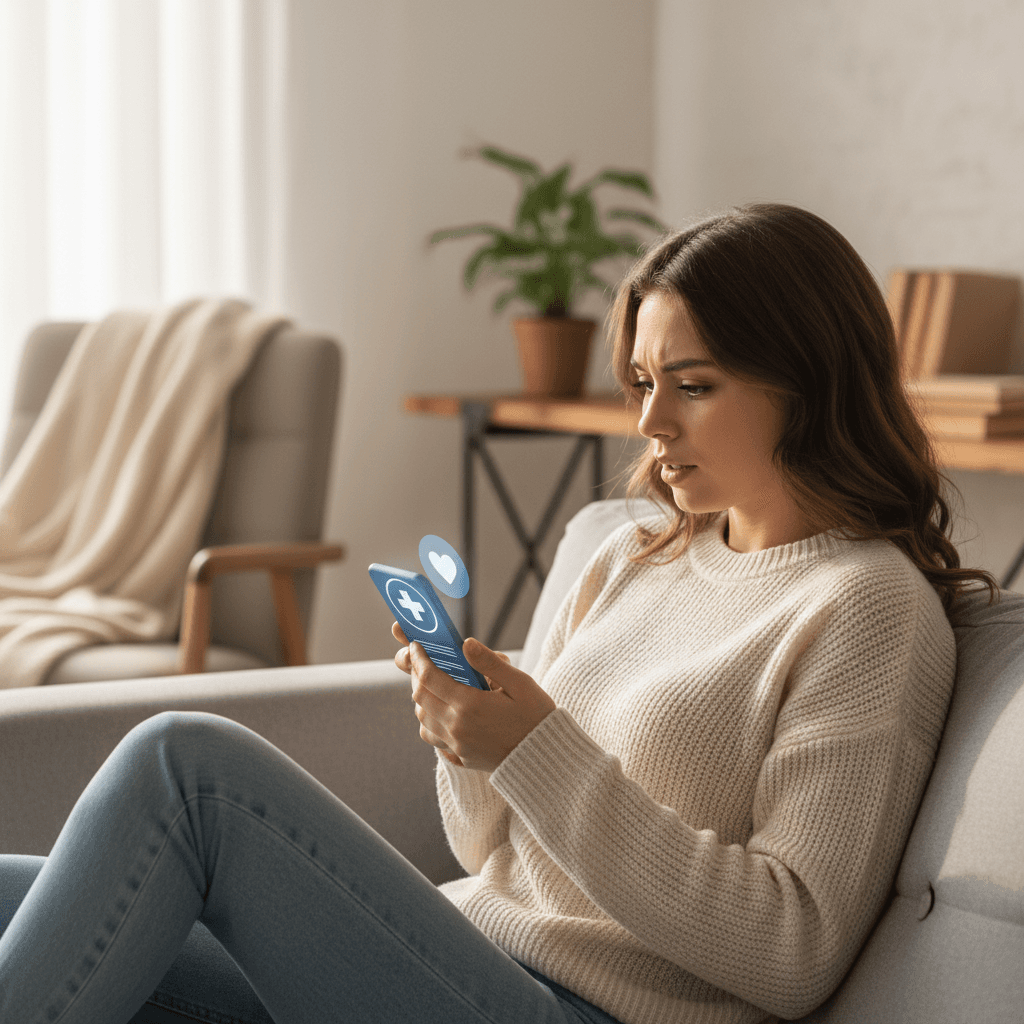 Person receiving a public health alert on their smartphone