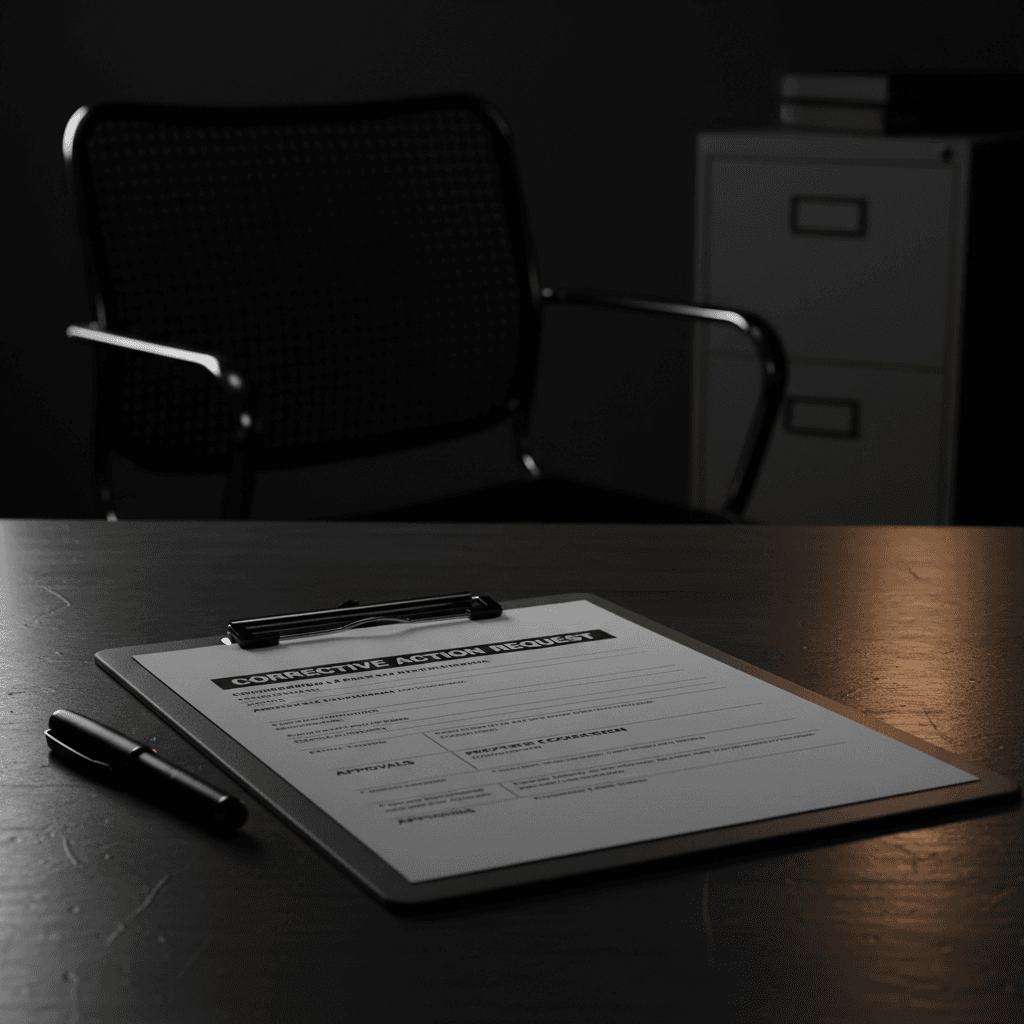 Corrective action plan on a clipboard