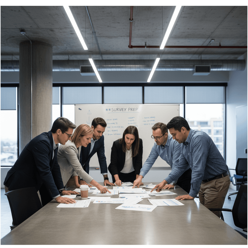Mock survey simulation in a conference room