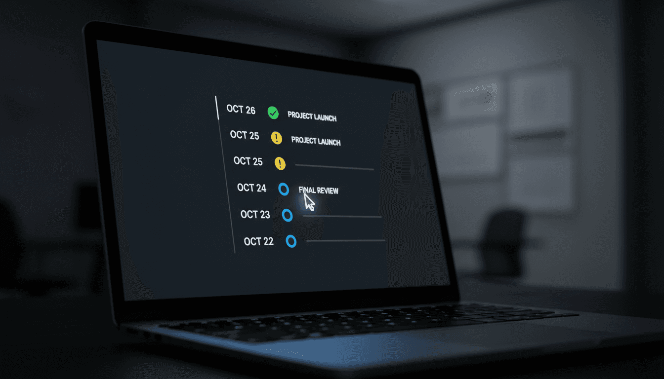 Student progress tracking timeline on laptop screen