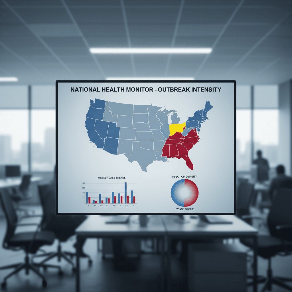 Public health tracking dashboard with disease outbreak map